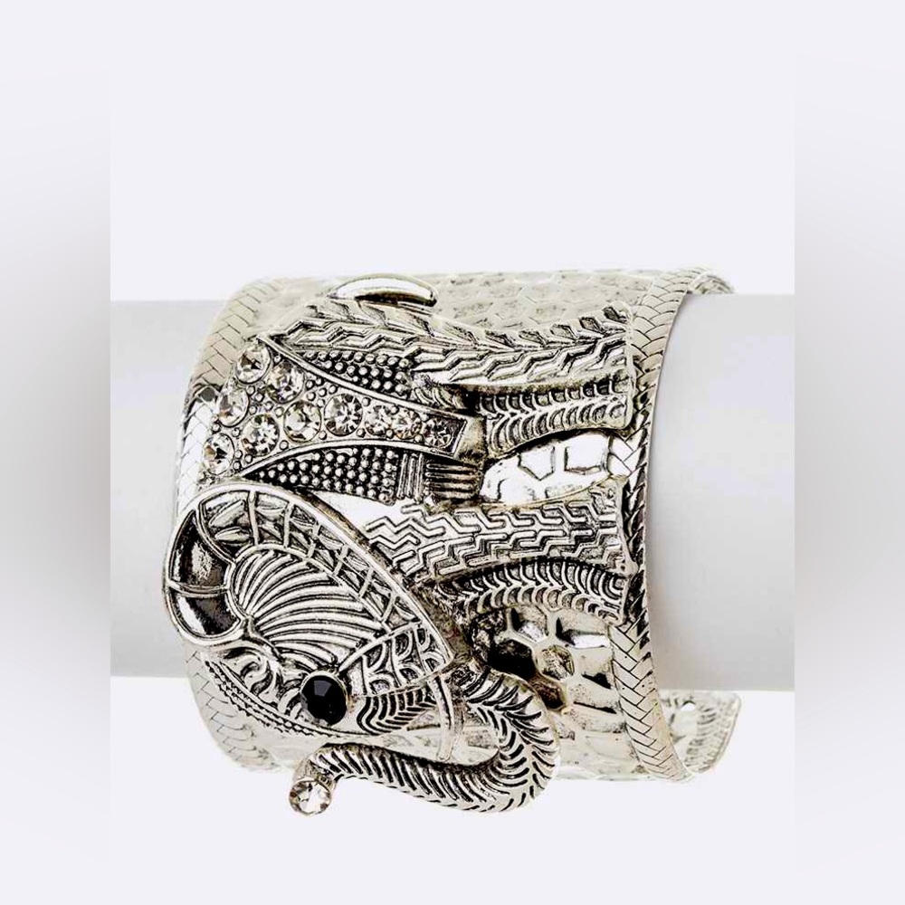 Antique Silver Elephant Cuff Bracelet